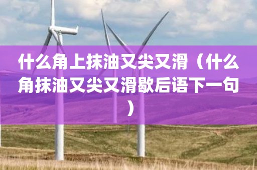 什么角上抹油又尖又滑（什么角抹油又尖又滑歇后语下一句）