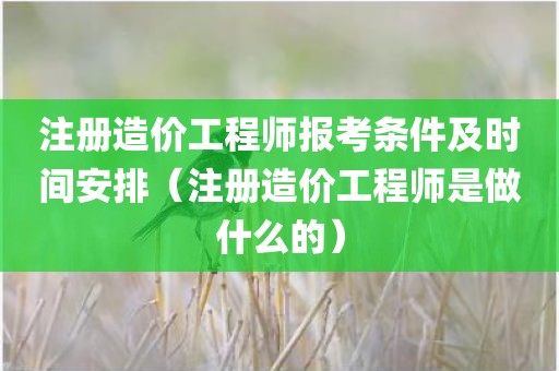 注册造价工程师报考条件及时间安排（注册造价工程师是做什么的）
