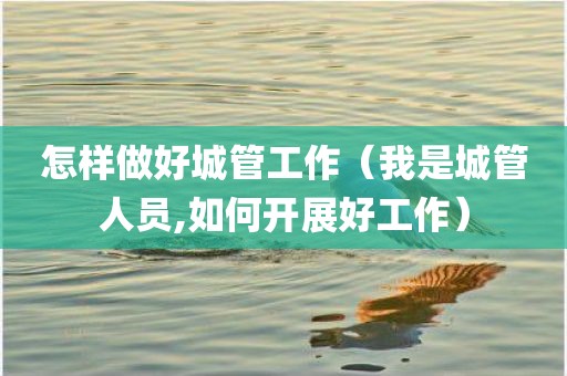 怎样做好城管工作（我是城管人员,如何开展好工作）