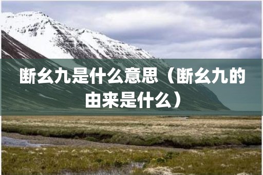 断幺九是什么意思（断幺九的由来是什么）
