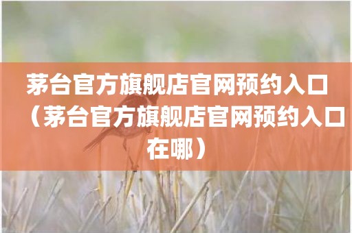 茅台官方旗舰店官网预约入口(茅台官方旗舰店官网预约入口在哪)