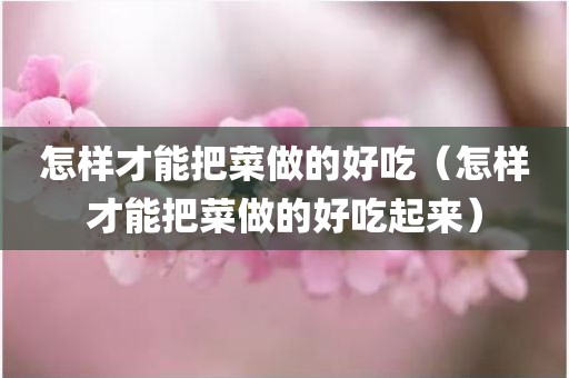 怎样才能把菜做的好吃（怎样才能把菜做的好吃起来）