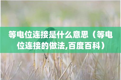 等电位连接是什么意思（等电位连接的做法,百度百科）