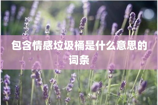 包含情感垃圾桶是什么意思的词条