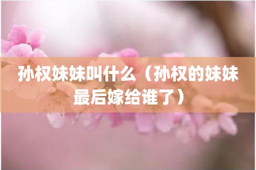 孙权妹妹叫什么（孙权的妹妹最后嫁给谁了）
