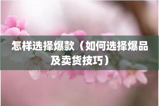 怎样选择爆款（如何选择爆品及卖货技巧）