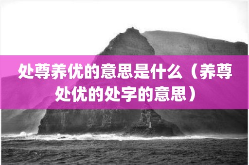 处尊养优的意思是什么（养尊处优的处字的意思）