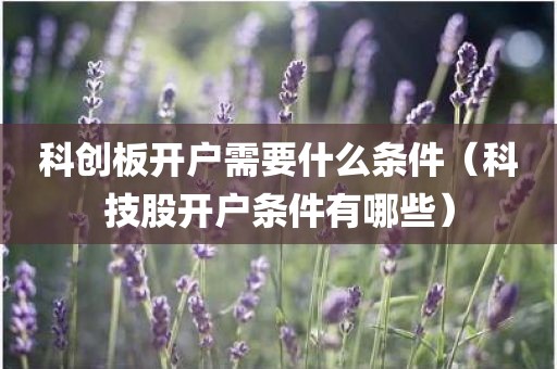 科创板开户需要什么条件(科技股开户条件有哪些)