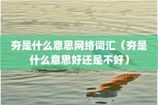 夯是什么意思网络词汇（夯是什么意思好还是不好）