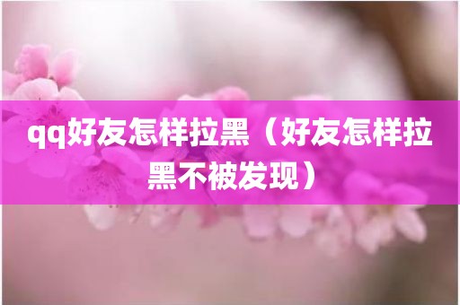 qq好友怎样拉黑（好友怎样拉黑不被发现）