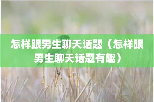 怎样跟男生聊天话题（怎样跟男生聊天话题有趣）