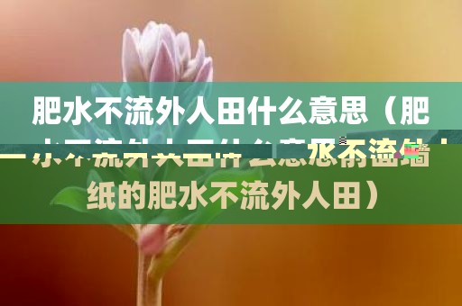 肥水不流外人田什么意思（肥水不流外人田什么意思前面墙纸的肥水不流外人田）