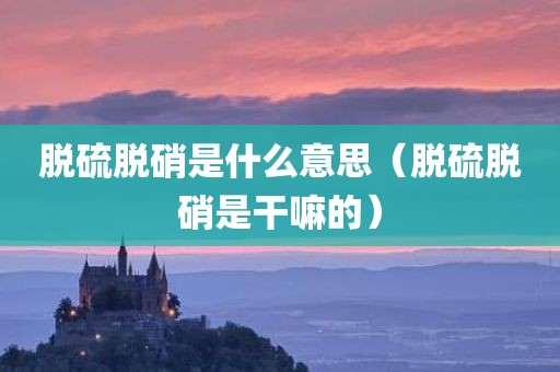 脱硫脱硝是什么意思（脱硫脱硝是干嘛的）