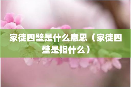 家徒四壁是什么意思（家徒四壁是指什么）