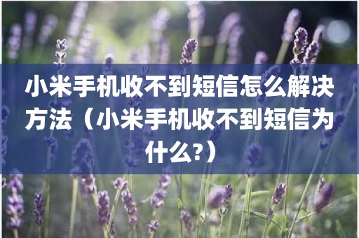 小米手机收不到短信怎么解决方法（小米手机收不到短信为什么?）