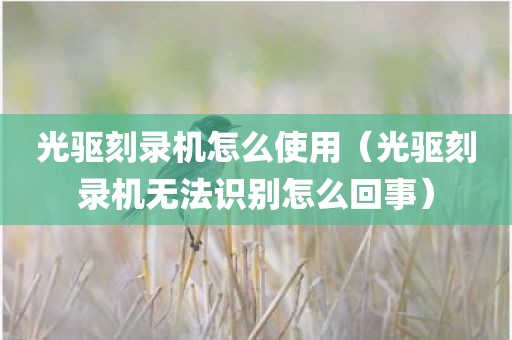 光驱刻录机怎么使用（光驱刻录机无法识别怎么回事）