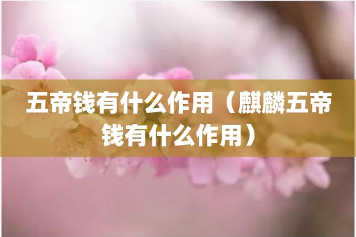 五帝钱有什么作用（麒麟五帝钱有什么作用）