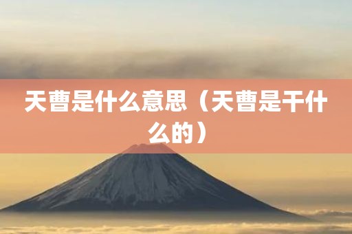 天曹是什么意思（天曹是干什么的）