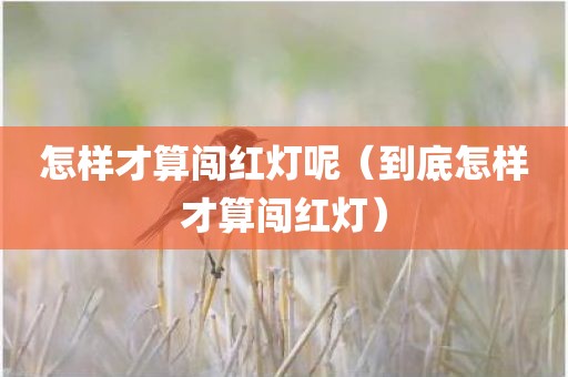 怎样才算闯红灯呢（到底怎样才算闯红灯）
