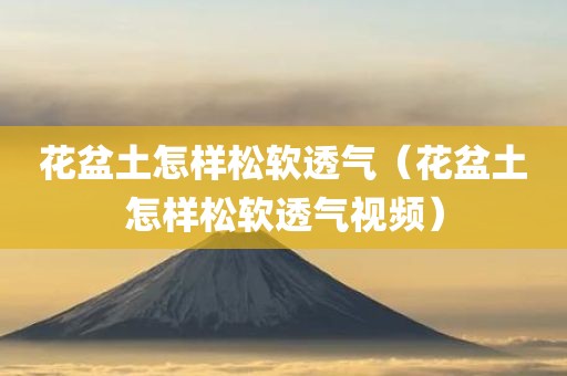 花盆土怎样松软透气（花盆土怎样松软透气视频）