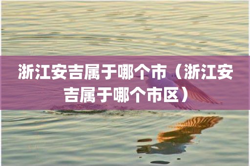 浙江安吉属于哪个市（浙江安吉属于哪个市区）