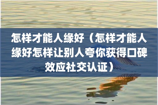 怎样才能人缘好（怎样才能人缘好怎样让别人夸你获得口碑效应社交认证）