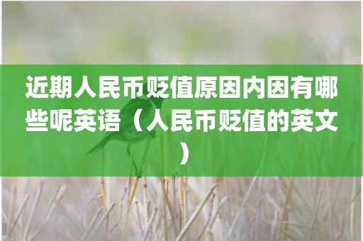 近期人民币贬值原因内因有哪些呢英语(人民币贬值的英文) 近期人民币贬值原因内因有哪些呢英语(人民币贬值的英文)