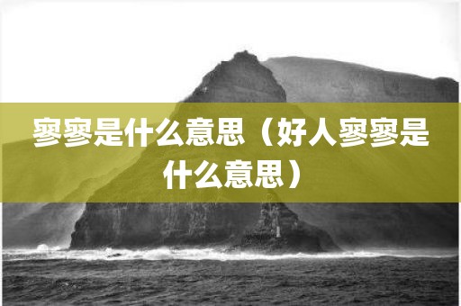 寥寥是什么意思（好人寥寥是什么意思）