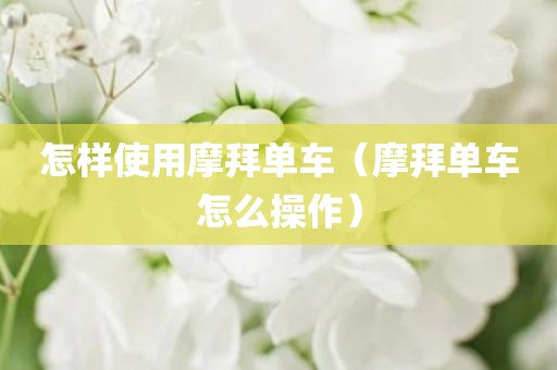 怎样使用摩拜单车（摩拜单车怎么操作）