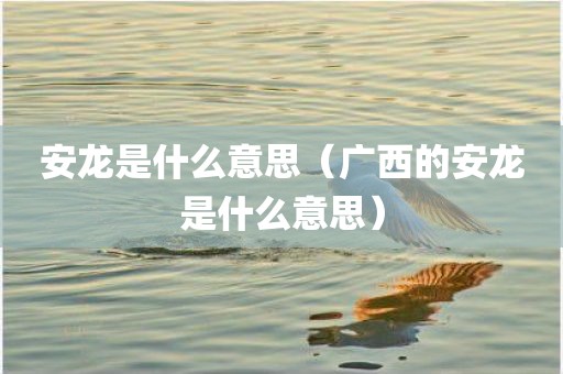 安龙是什么意思（广西的安龙是什么意思）