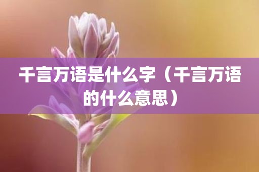 千言万语是什么字（千言万语的什么意思）