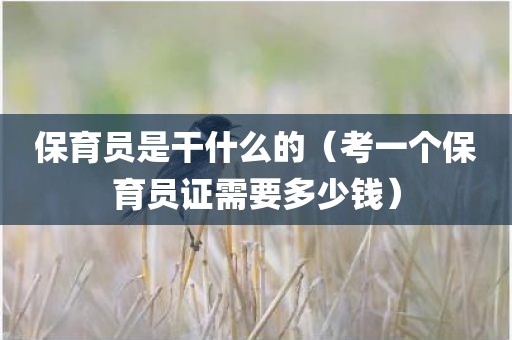 保育员是干什么的（考一个保育员证需要多少钱）