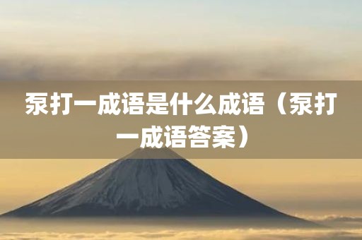 泵打一成语是什么成语(泵打一成语答案)