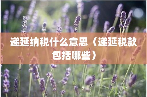 递延纳税什么意思（递延税款包括哪些）