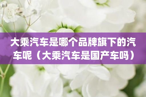 大乘汽车是哪个品牌旗下的汽车呢（大乘汽车是国产车吗）