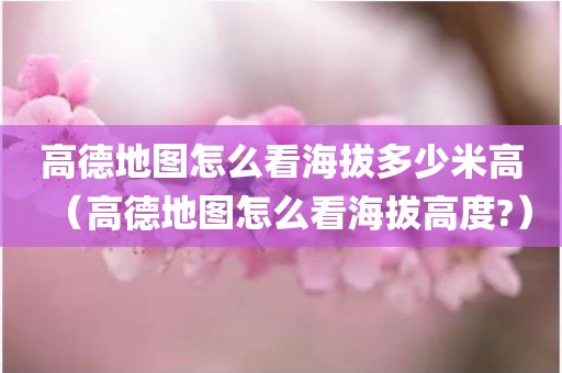 高德地图怎么看海拔多少米高（高德地图怎么看海拔高度?）