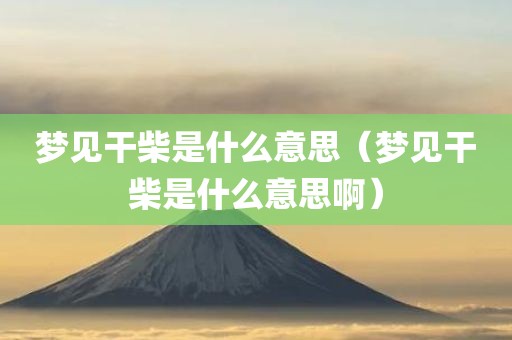 梦见干柴是什么意思（梦见干柴是什么意思啊）