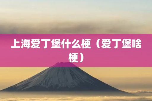 上海爱丁堡什么梗(爱丁堡啥梗)