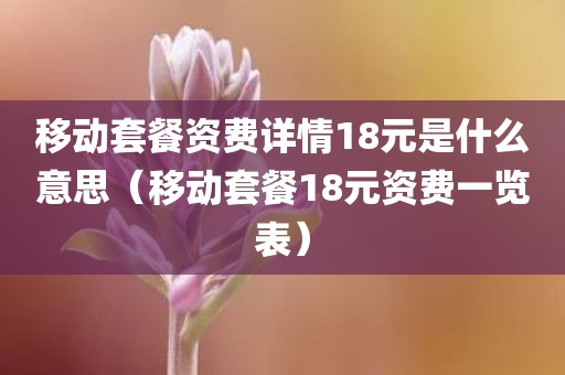 移动套餐资费详情18元是什么意思（移动套餐18元资费一览表）