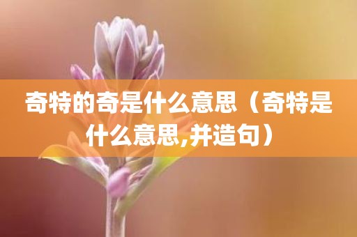 奇特的奇是什么意思（奇特是什么意思,并造句）