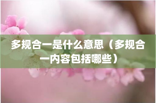 多规合一是什么意思（多规合一内容包括哪些）