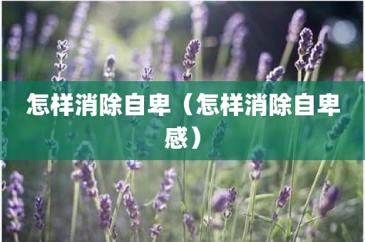 怎样消除自卑（怎样消除自卑感）