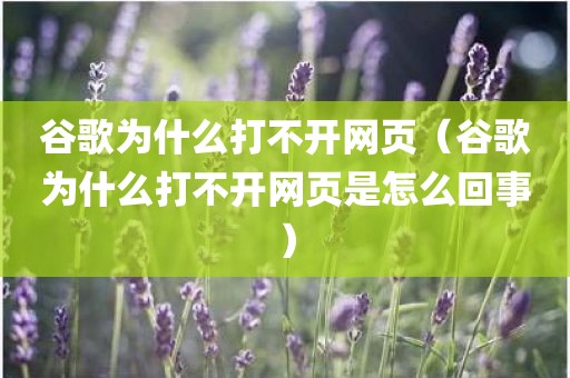 谷歌为什么打不开网页(谷歌为什么打不开网页是怎么回事) 谷歌为什么打不开网页(谷歌为什么打不开网页是怎么回事)