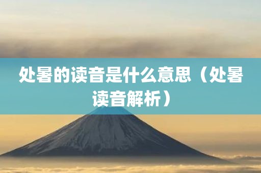 处暑的读音是什么意思（处暑读音解析）
