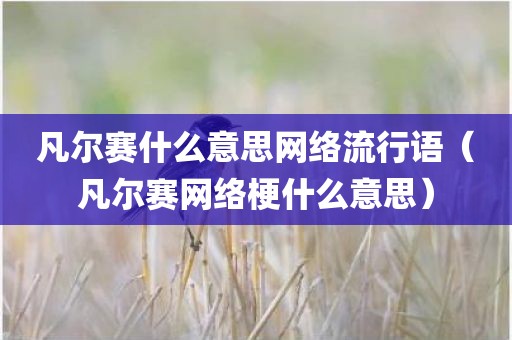 凡尔赛什么意思网络流行语(凡尔赛网络梗什么意思)