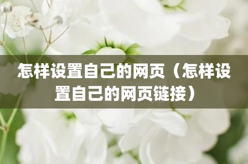 怎样设置自己的网页（怎样设置自己的网页链接）
