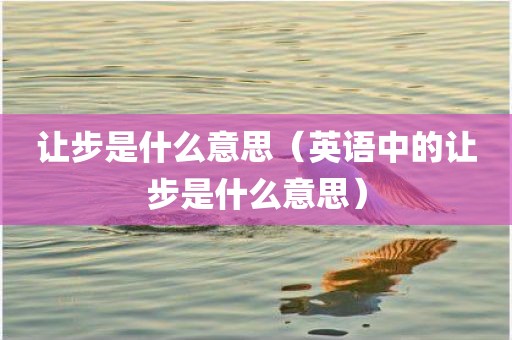 让步是什么意思（英语中的让步是什么意思）