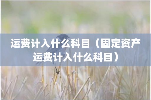 运费计入什么科目（固定资产运费计入什么科目）