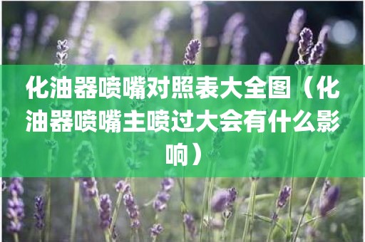 化油器喷嘴对照表大全图（化油器喷嘴主喷过大会有什么影响）