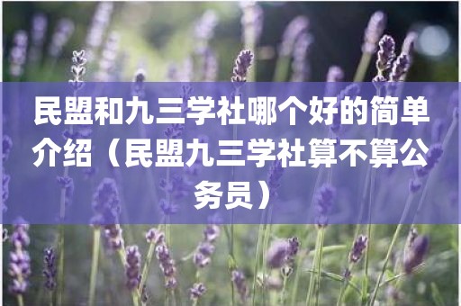 民盟和九三学社哪个好的简单介绍(民盟九三学社算不算公务员)